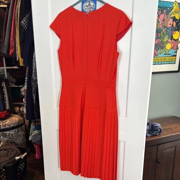 J. Crew Orange Crepe Wool Midi Dress with Cap Sleeves - Picture 5 of 8
